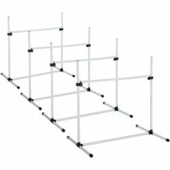 PawHut Agility Sport Pour Chiens Set De 4 Obstacles Professionnels Avec Système De Maintien Au Sol 95L X 65l X 95H Cm Sac Transport Fourni Blanc Noir - Blanc