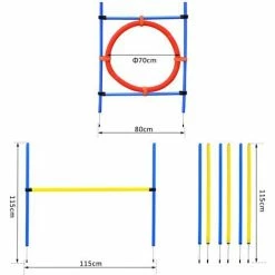 PawHut Agility Sport Pour Chiens équipement Complet : 6 Poteaux Slalom, Obstacle, Anneau + Sac De Transport Bleu Jaune Rouge -PawHut Soldes Boutique 6812281 3