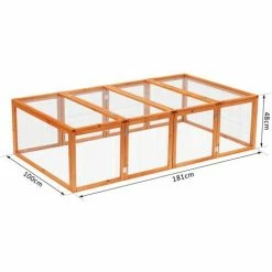 PawHut Clapier Cage à Lapins Extérieur Intérieur Pliable 2 Portes Supérieures 181L X 100l X 48H Cm Bois Massif Pin -PawHut Soldes Boutique 6812289 3