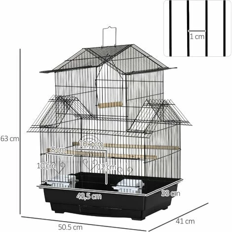 PawHut Cage à oiseaux design maison perchoirs mangeoires balançoire 3 portes plateau excrément amovible + poignée transport métal noir - Noir PawHut Cage à Oiseaux Design Maison Perchoirs Mangeoires Balançoire 3 Portes Plateau Excrément Amovible + Poignée Transport Métal Noir - Noir -PawHut Soldes Boutique 68959113 3