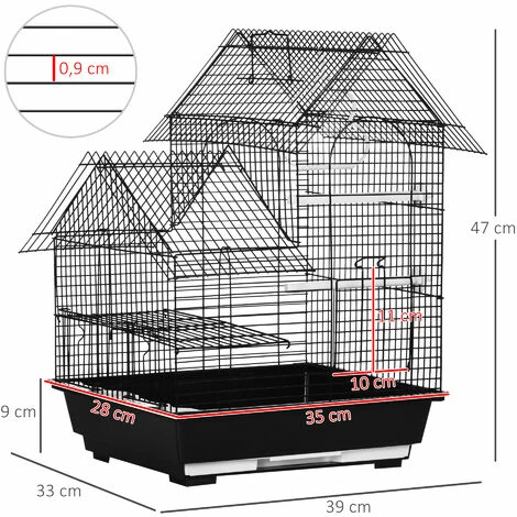 PawHut Cage à oiseaux design maison mangeoires perchoirs balançoire 2 portes plateau excrément amovible + poignée transport métal noir - Noir PawHut Cage à Oiseaux Design Maison Mangeoires Perchoirs Balançoire 2 Portes Plateau Excrément Amovible + Poignée Transport Métal Noir - Noir -PawHut Soldes Boutique 68959116 3