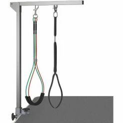 PawHut Bras De Toilettage Pliable Animaux - Hauteur Réglable Max. 74 Cm - 3 Colliers De Serrage - Chien Taille Moyenne - Alu. Acier Inox. - Gris