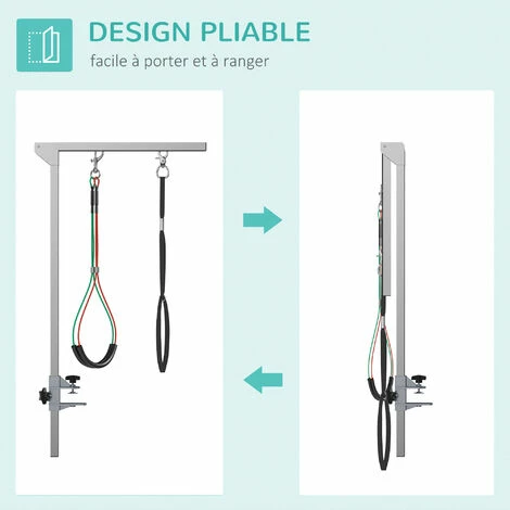 PawHut Bras de toilettage pliable animaux - hauteur réglable max. 74 cm - 3 colliers de serrage - chien taille moyenne - alu. acier inox. - Gris PawHut Bras De Toilettage Pliable Animaux - Hauteur Réglable Max. 74 Cm - 3 Colliers De Serrage - Chien Taille Moyenne - Alu. Acier Inox. - Gris -PawHut Soldes Boutique 70300257 5