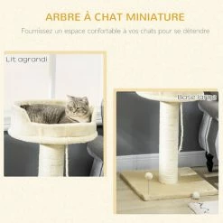 PawHut Arbre à Chat Griffoir Grattoir Sisal Naturel Plateforme D'observation Corde D'escalade Boule à Ressort Peluche Beige - Beige -PawHut Soldes Boutique 71058170 4