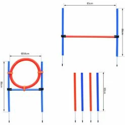 PawHut Agility Sport Pour Chiens équipement Complet Obstacles Et Entrainement 11 Pièces Avec Sac De Transport Acier Rouge Et Bleu - Bleu -PawHut Soldes Boutique 7213319 3