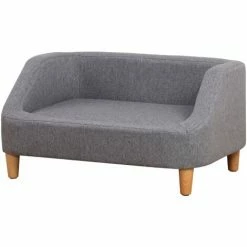 PawHut Canapé Chien Lit Pour Chien Design Scandinave Déhoussable Dim. 75L X 55l X 39H Cm Pieds Bois Tissu Polyester Gris - Gris