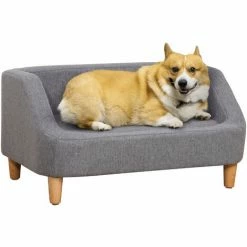 PawHut Canapé Chien Lit Pour Chien Design Scandinave Déhoussable Dim. 75L X 55l X 39H Cm Pieds Bois Tissu Polyester Gris - Gris -PawHut Soldes Boutique 72276201 4