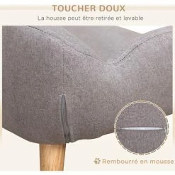 PawHut Canapé Chien Lit Pour Chien Design Scandinave Déhoussable Dim. 72L X 44l X 31H Cm Pieds Bois Tissu Polyester Gris - Gris -PawHut Soldes Boutique 72276242 5