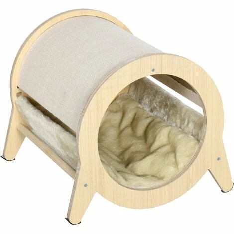 PawHut Maison pour chat design - niche chat panier chat - coussin amovible, grattoir jute naturelle - panneaux aspect bois clair - Beige PawHut Maison Pour Chat Design - Niche Chat Panier Chat - Coussin Amovible, Grattoir Jute Naturelle - Panneaux Aspect Bois Clair - Beige -PawHut Soldes Boutique 72845744 1