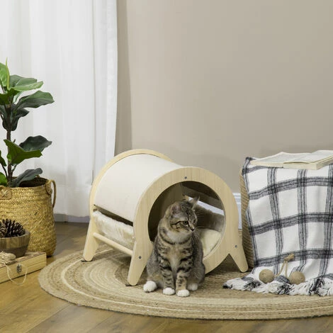 PawHut Maison pour chat design - niche chat panier chat - coussin amovible, grattoir jute naturelle - panneaux aspect bois clair - Beige PawHut Maison Pour Chat Design - Niche Chat Panier Chat - Coussin Amovible, Grattoir Jute Naturelle - Panneaux Aspect Bois Clair - Beige -PawHut Soldes Boutique 72845744 2