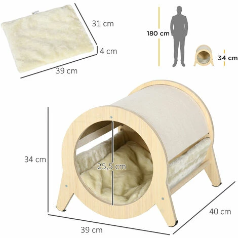 PawHut Maison pour chat design - niche chat panier chat - coussin amovible, grattoir jute naturelle - panneaux aspect bois clair - Beige PawHut Maison Pour Chat Design - Niche Chat Panier Chat - Coussin Amovible, Grattoir Jute Naturelle - Panneaux Aspect Bois Clair - Beige -PawHut Soldes Boutique 72845744 3