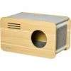 PawHut Maison Pour Chat Design Poste De Radio - Niche Chat Panier Chat - 2 Coussins + Grattoir Sisal Amovibles - MDF Panneaux Aspect Bois Clair - Beige