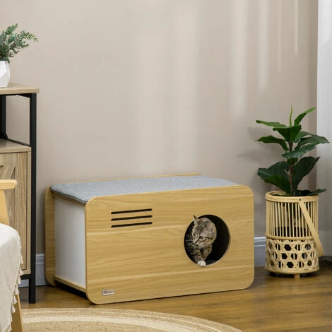 PawHut Maison pour chat design poste de radio - niche chat panier chat - 2 coussins + grattoir sisal amovibles - MDF panneaux aspect bois clair - Beige PawHut Maison Pour Chat Design Poste De Radio - Niche Chat Panier Chat - 2 Coussins + Grattoir Sisal Amovibles - MDF Panneaux Aspect Bois Clair - Beige -PawHut Soldes Boutique 72845751 2