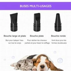 PawHut Séchoir Sèche-poils Toilettage Professionnel Pour Chien Chat Animaux 2800 W Température + Vitesse Réglable Rose Fuchsia Noir - Rose -PawHut Soldes Boutique 8203892 5
