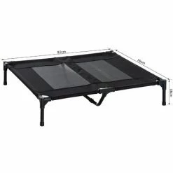 PawHut Lit Sur Pieds Pour Chien Chat Lit De Camp Animal Lit Surélevé Oxford Textilène Micro-perforé Dim. 92L X 76l X 18H Cm Noir - Noir -PawHut Soldes Boutique 8628038 3