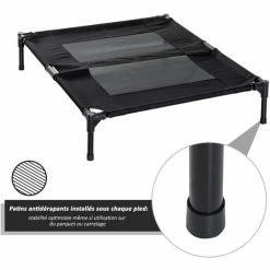 PawHut Lit Sur Pieds Pour Chien Chat Lit De Camp Animal Lit Surélevé Oxford Textilène Micro-perforé Dim. 92L X 76l X 18H Cm Noir - Noir -PawHut Soldes Boutique 8628038 5