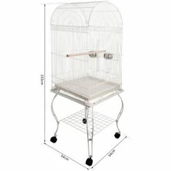 PawHut Grande Volière Cage à Oiseaux Design Avec Mangeoire Perchoir Suspendu Plateau Amovible étagère Et Roulettes 54L X 54l X 153H Cm Blanc - Blanc -PawHut Soldes Boutique 8628039 3