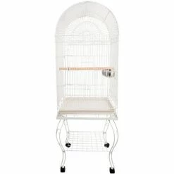 PawHut Grande Volière Cage à Oiseaux Design Avec Mangeoire Perchoir Suspendu Plateau Amovible étagère Et Roulettes 54L X 54l X 153H Cm Blanc - Blanc -PawHut Soldes Boutique 8628039 5