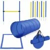 PawHut Agility Sport Pour Chiens équipement Complet Obstacle, Tunnel, Slalom, Zone Repos + Sac De Transport Bleu Jaune - Bleu -PawHut Soldes Boutique 8738198 1