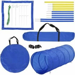 PawHut Agility Sport Pour Chiens équipement Complet Obstacle, Tunnel, Slalom, Zone Repos + Sac De Transport Bleu Jaune - Bleu -PawHut Soldes Boutique 8738198 5